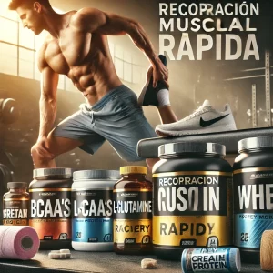 DALL·E 2025-02-20 15.03.06 - A dynamic and motivational image for a blog article about muscle recovery supplements. The image showcases a variety of fitness supplements,